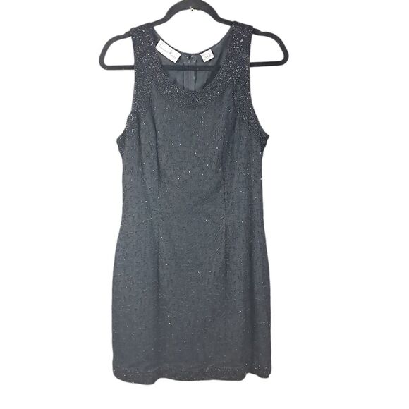 Laurence Kazar Dresses & Skirts - Vintage Laurence Kazar Beaded Sleeveless Dress Black Silk Cocktail Mini Large